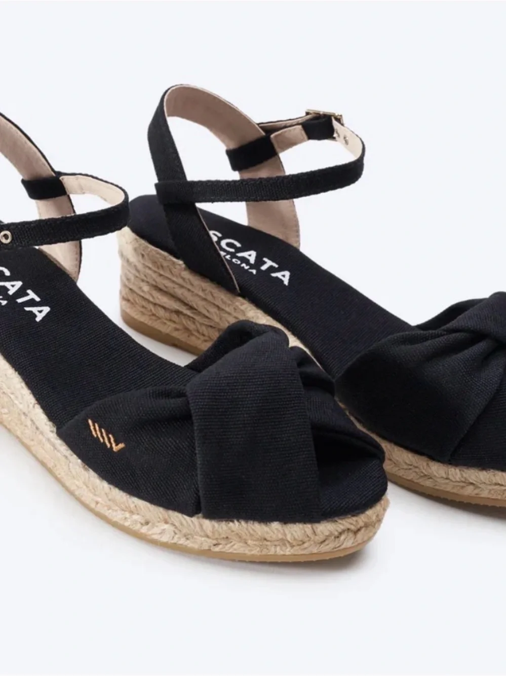 Viscata Black Knotted Espadrille Wedge Sandals Sz 40